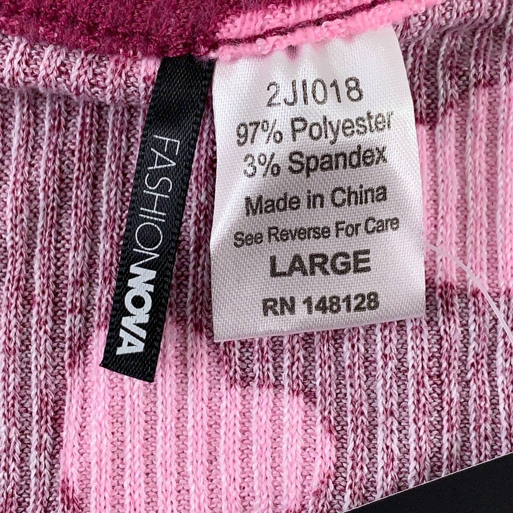 Fashion Nova Womens Pajama Set Maroon Pink Hearts Scoop Neck Long Sleeve L New - Picture 12 of 12